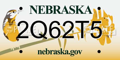 2Q62T5 Nebraska License Plate