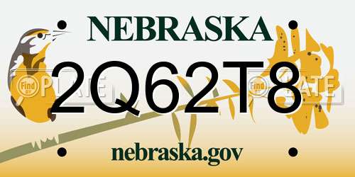 2Q62T8 Nebraska License Plate