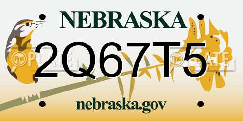 2Q67T5 Nebraska License Plate