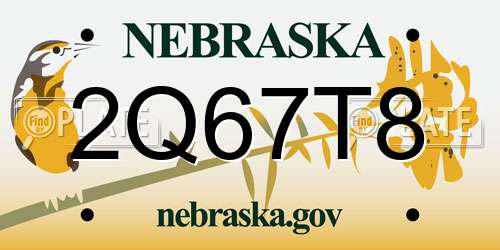 2Q67T8 Nebraska License Plate