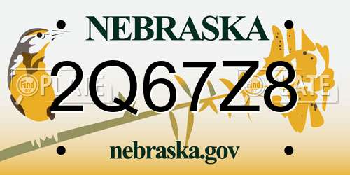 2Q67Z8 Nebraska License Plate