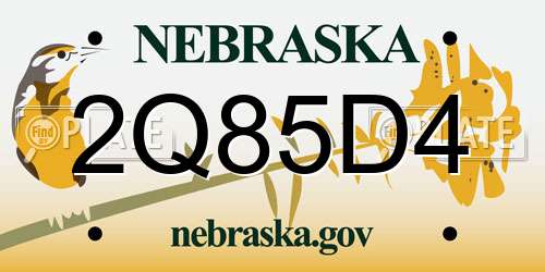 2Q85D4 Nebraska License Plate