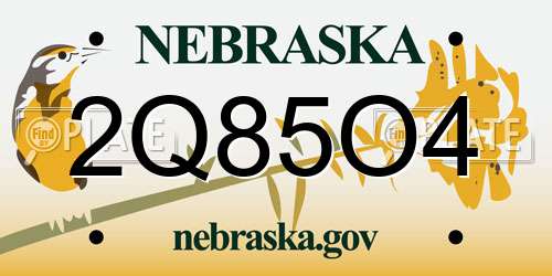 2Q85O4 Nebraska License Plate