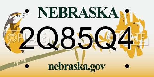 2Q85Q4 Nebraska License Plate