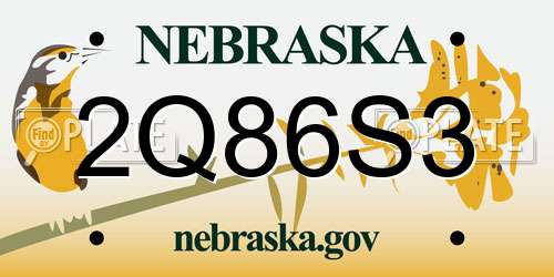 2Q86S3 Nebraska License Plate