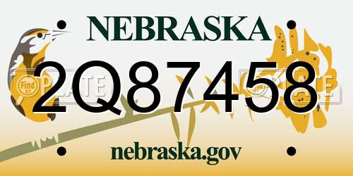 2Q87458 Nebraska License Plate