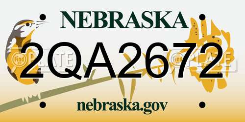 2QA2672 Nebraska License Plate