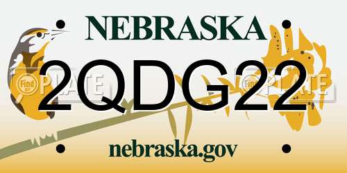 2QDG22 Nebraska License Plate