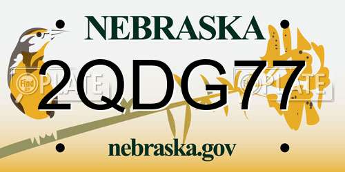 2QDG77 Nebraska License Plate