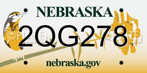 2QG278 Nebraska License Plate