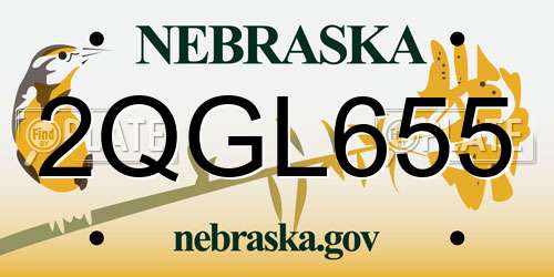 2QGL655 Nebraska License Plate