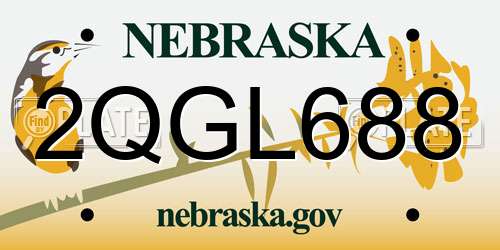 2QGL688 Nebraska License Plate