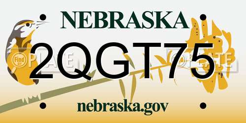2QGT75 Nebraska License Plate