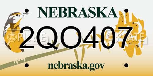 2QO407 Nebraska License Plate