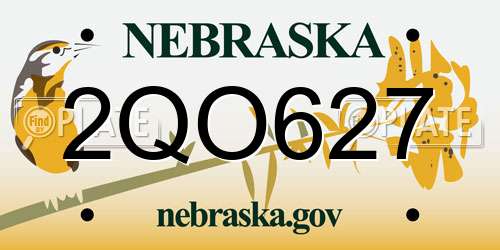 2QO627 Nebraska License Plate