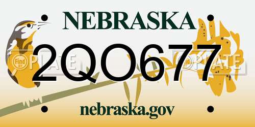 2QO677 Nebraska License Plate