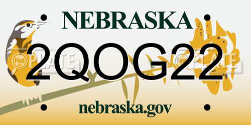 2QOG22 Nebraska License Plate