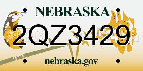 2QZ3429 Nebraska License Plate