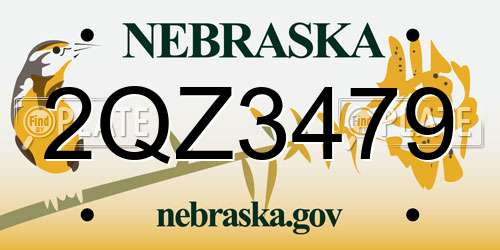 2QZ3479 Nebraska License Plate