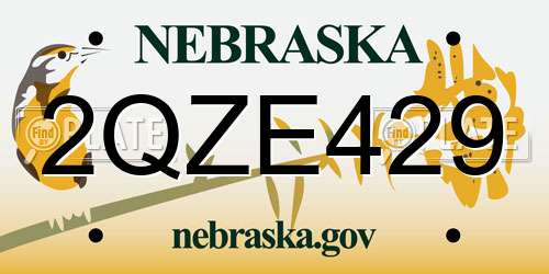 2QZE429 Nebraska License Plate