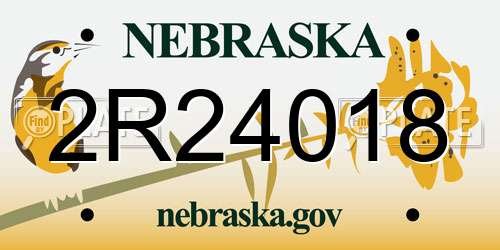 2R24018 Nebraska License Plate