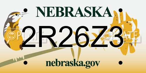 2R26Z3 Nebraska License Plate