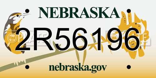 2R56196 Nebraska License Plate