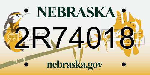 2R74018 Nebraska License Plate