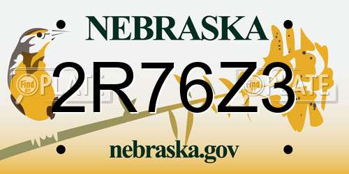 2R76Z3 Nebraska License Plate