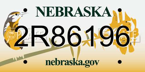 2R86196 Nebraska License Plate