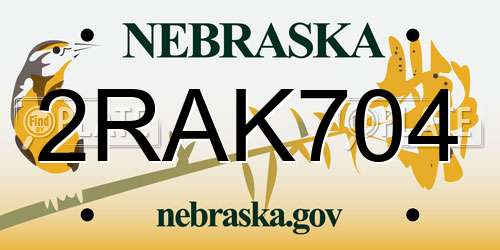 2RAK704 Nebraska License Plate