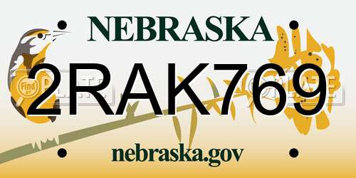 2RAK769 Nebraska License Plate