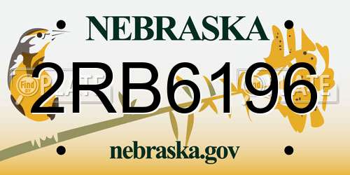 2RB6196 Nebraska License Plate