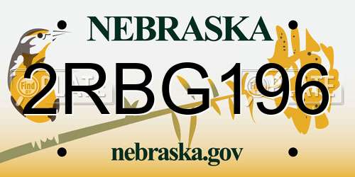 2RBG196 Nebraska License Plate