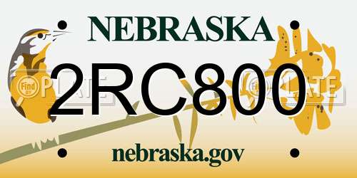 2RC800 Nebraska License Plate