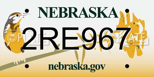 2RE967 Nebraska License Plate