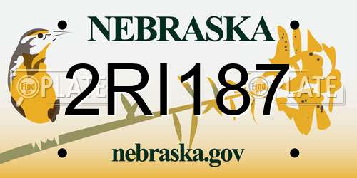 2RI187 Nebraska License Plate
