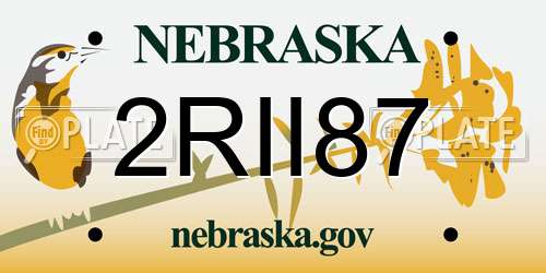 2RII87 Nebraska License Plate
