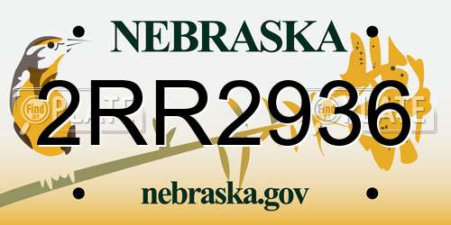 2RR2936 Nebraska License Plate
