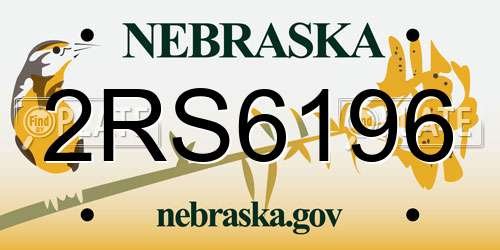 2RS6196 Nebraska License Plate