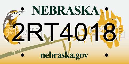 2RT4018 Nebraska License Plate