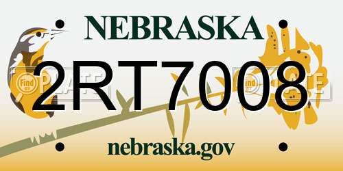 2RT7008 Nebraska License Plate