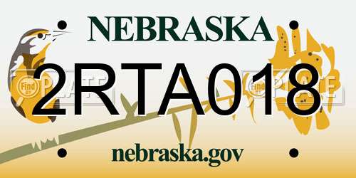 2RTA018 Nebraska License Plate