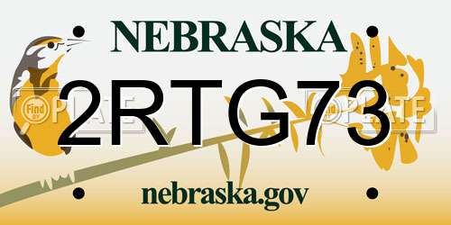 2RTG73 Nebraska License Plate