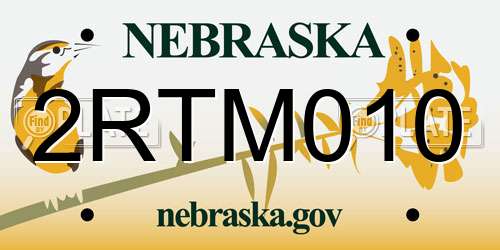 2RTM010 Nebraska License Plate