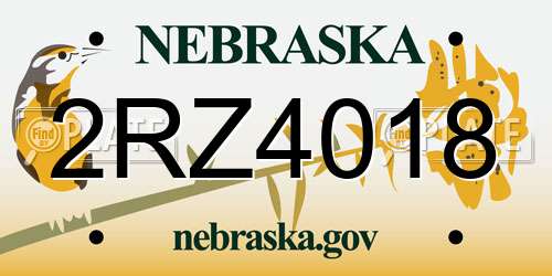 2RZ4018 Nebraska License Plate