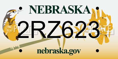 2RZ623 Nebraska License Plate