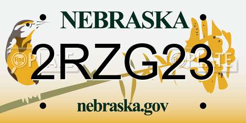 2RZG23 Nebraska License Plate