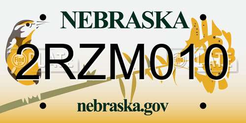 2RZM010 Nebraska License Plate