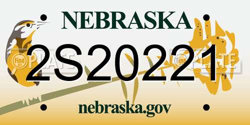 2S20221 Nebraska License Plate